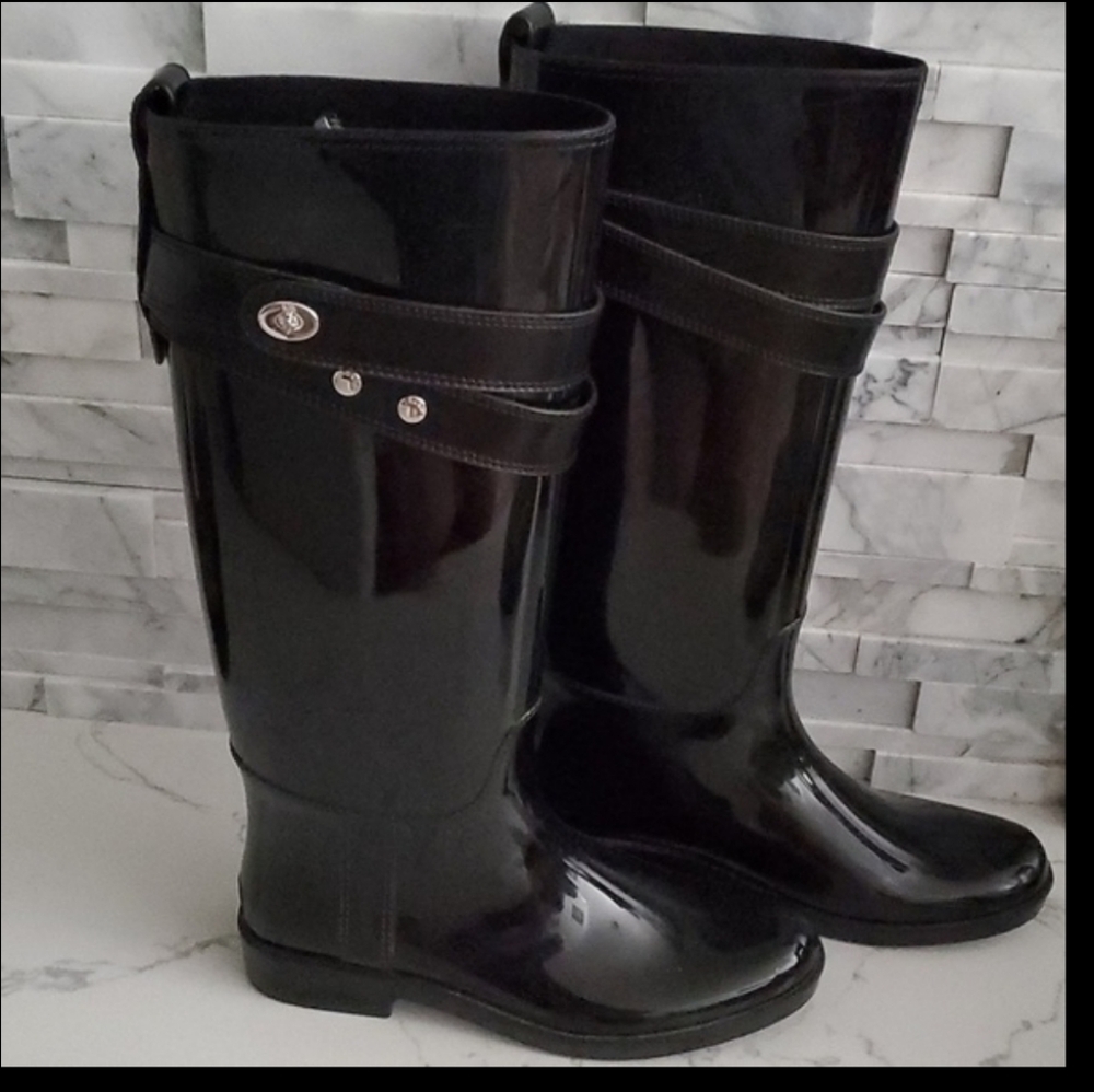 Coach Tall Rain Boots Womens 9 - Picture 2 of 5